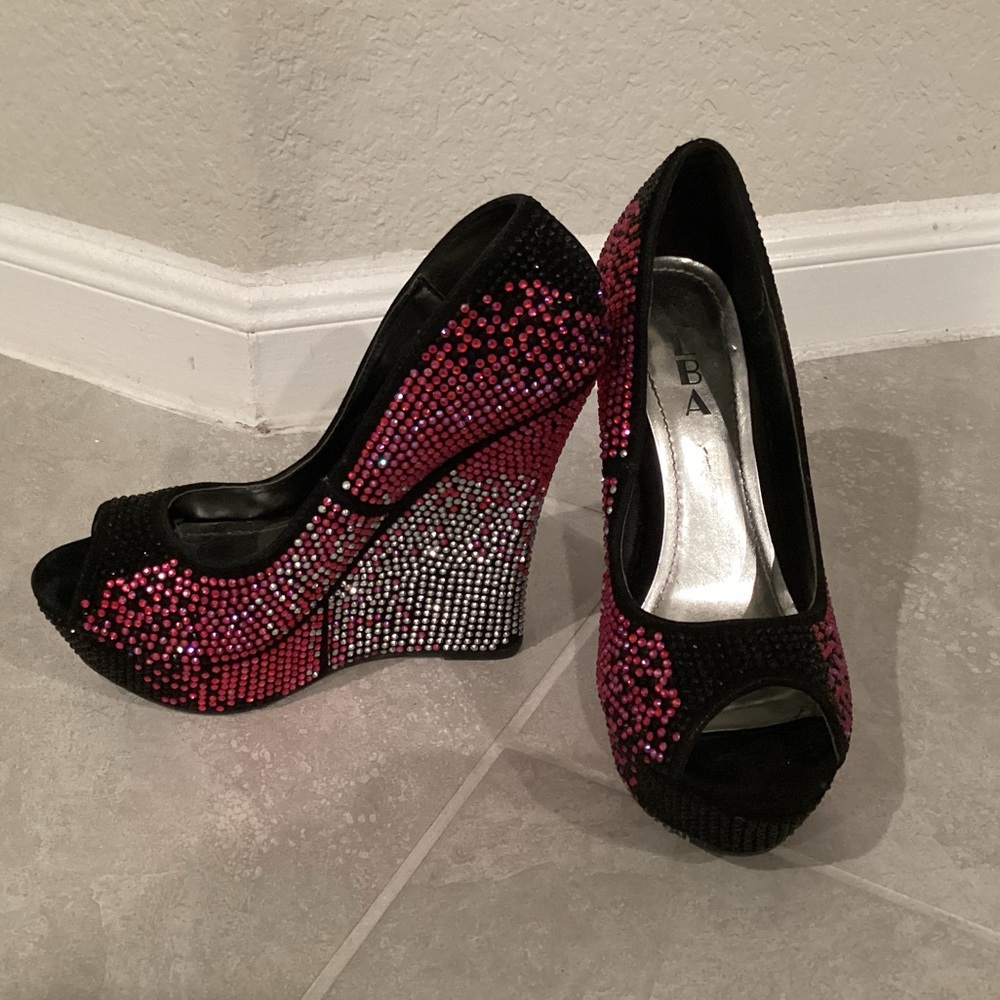 Alba Rhinestone Woman’s Wedges - Picture 3 of 10